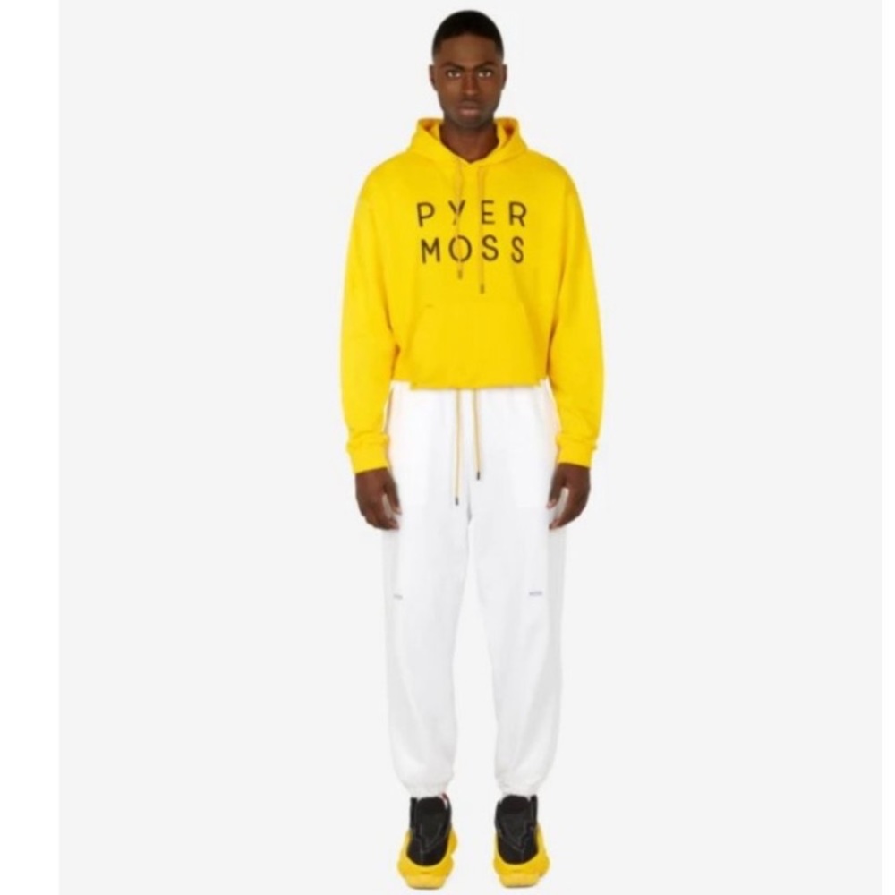 Pyer Moss Classic Logo Cropped Hooded Sweatshirt - Large - Mens